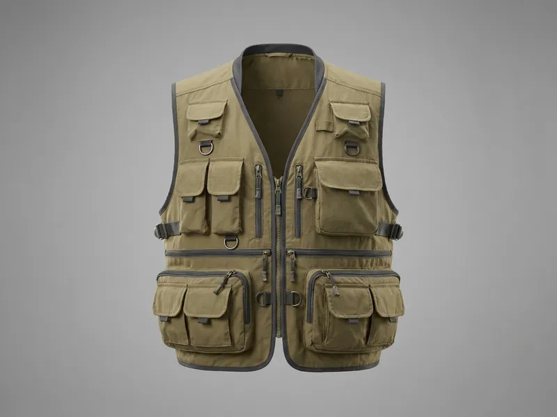 Blank fishing vest, no logo, no print, neutral background