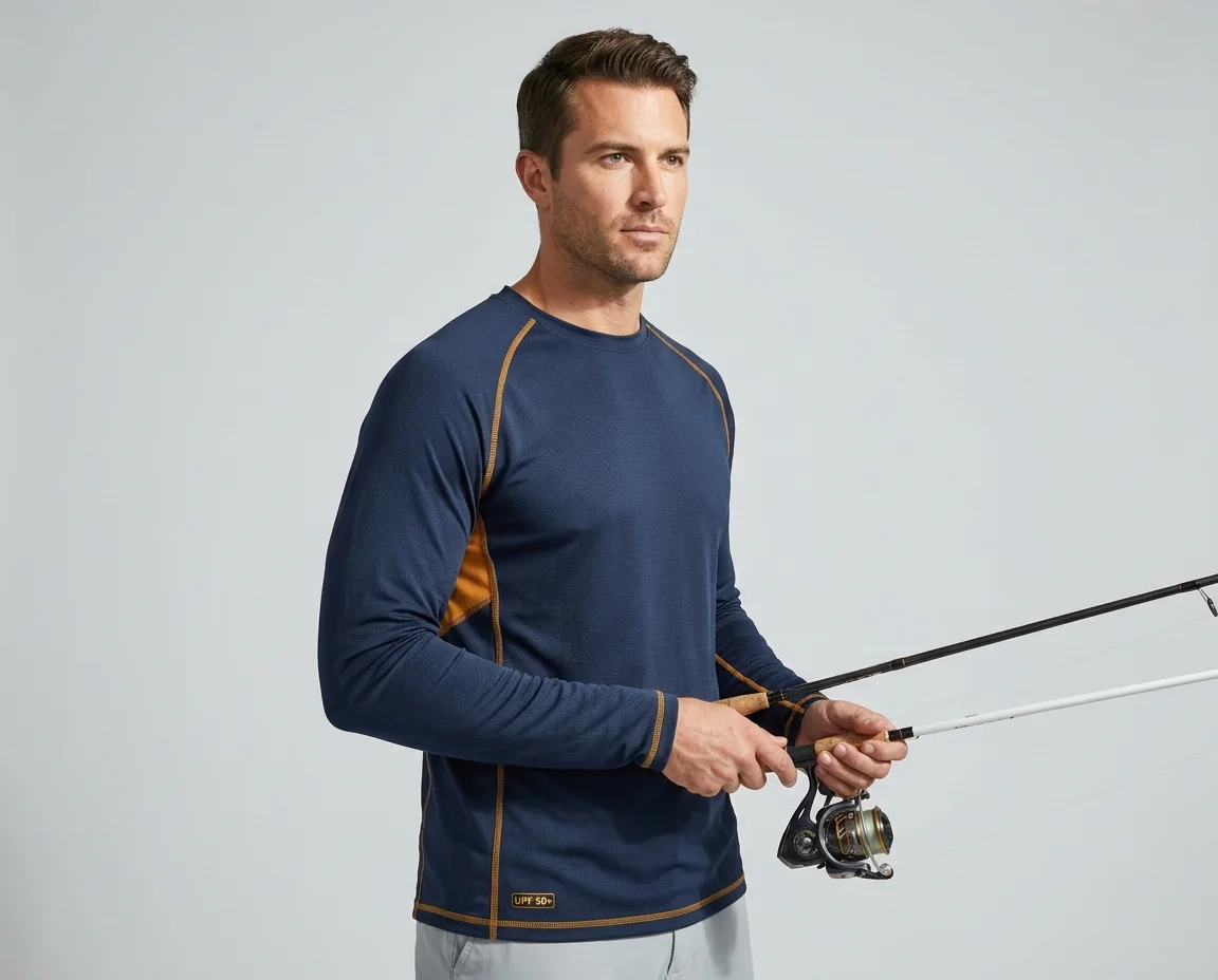 A run of long-sleeve fishing shirts in several colourways