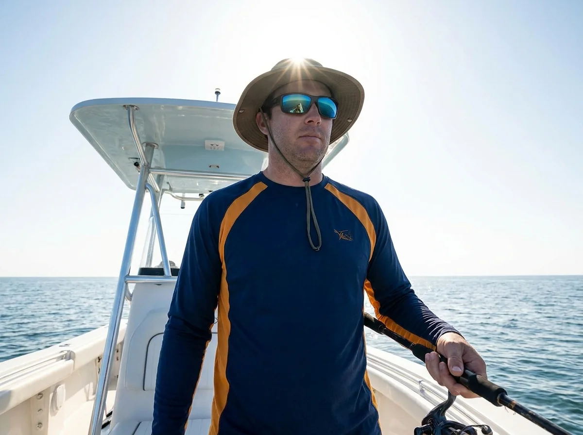 Long-sleeve fishing shirts and hooded tops grouped together as upper-body pieces